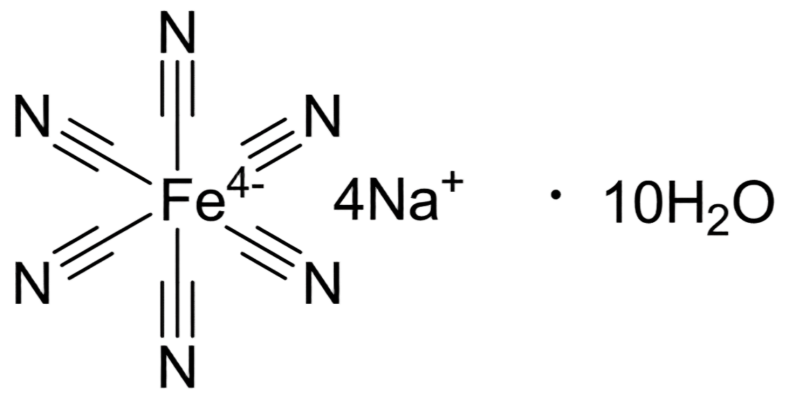 Sodium Ferrocyanide Decahydratee, CAS 14434-22-1, Molecular Formula: Na4[Fe(CN)6] .10H2O