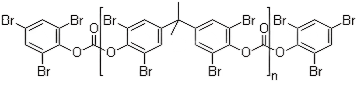 TBBPA Carbonate Oligomer BC-58, CAS 71342-77-3, Molecular Formula: (C7H2Br3O2).(C16H10Br4O3)n.(C6H2Br3O) TBBPA Carbonate Oligomer BC-58, CAS 71342-77-3, Molecular Formula: (C7H2Br3O2).(C16H10Br4O3)n.(C6H2Br3O)
